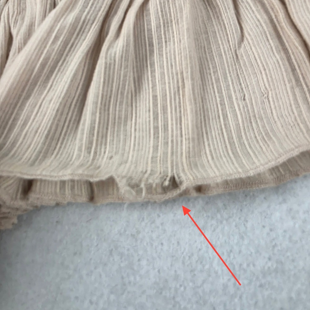 RYU Dress Large Beige Linen Cotton Ruffle Pleated Hem Sash Boho Cottagecore - Picture 11 of 11
